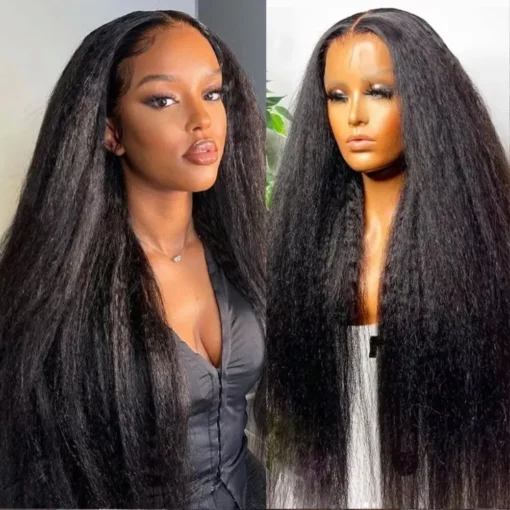 Unice Brazilian Kinky Yaki Straight Lace Closure Human Hair Wigs For Women Black Women MI1604272