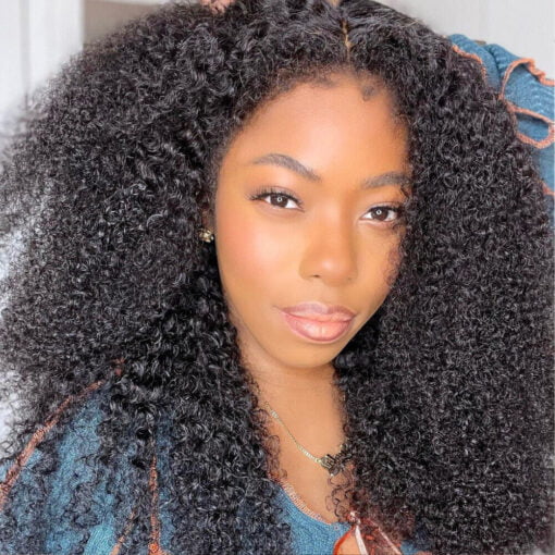 Unice Malaysian Kinky Curly V Part Wigs For Women Women Human Hair U Part Wig Glueless MI1603497