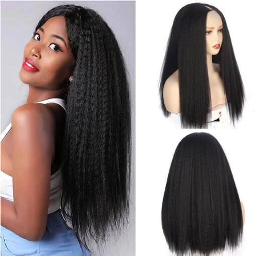 V Part Synthetic Wig Kinky Straight 18Inch 220G No Sew In MI1605148