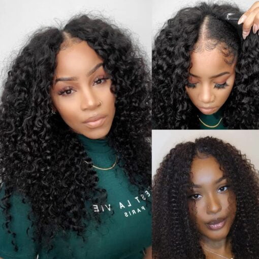 V Show 24 Inch Deep Wave V Part Wig Human Hair No Leave Out MI1603848