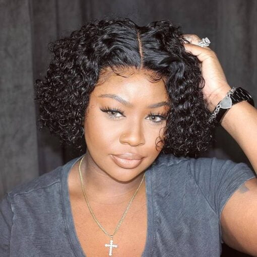 Vrvogue 10 Inch Bob Deep Wave Wig Human Hair MI1604623