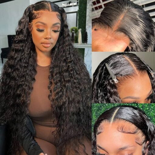 Vrvogue 22 Inch Deep Wave Lace Front Wig Human Hair 9A 100% Unprocessed Virgin Brazilian Deep Wave Glueless Lace Frontal Wigs With Baby Hair Pre MI1604692