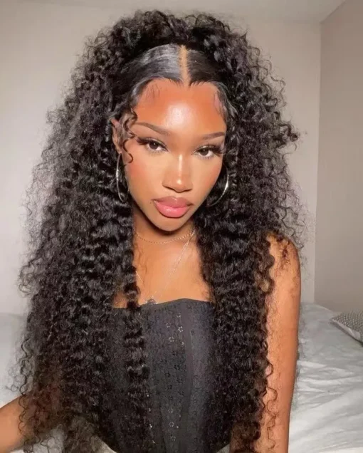 Water Wave 360 Lace Front Wigs Human Hair Wig For Women Black Women 24Inch Transparent MI1604158