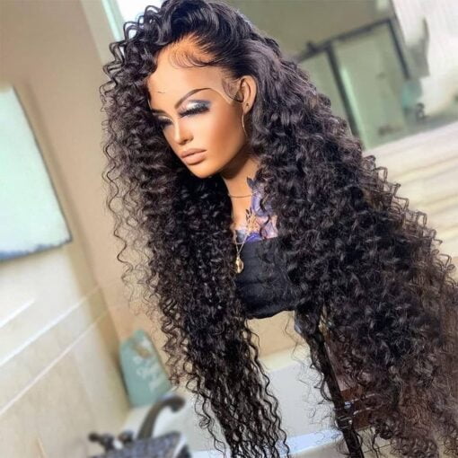 Water Wave 360 Lace Frontal Wigs Full Lace Natural Black Hd Transparent Lace Front Wigs Human Hair For Women Black Women Brazilian Virgin Human Hair Wigs MI1606256