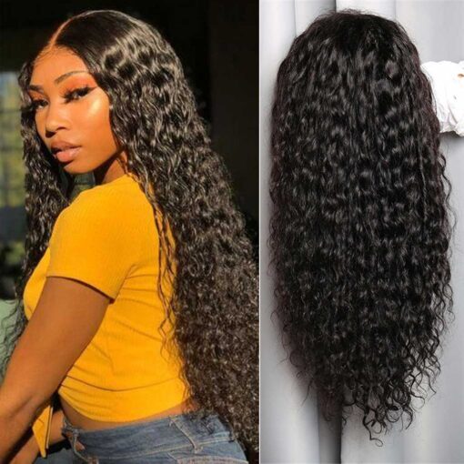 Water Wave 4X4 5X5 6X6 Lace Closure Wig Transparent Human MI1604045