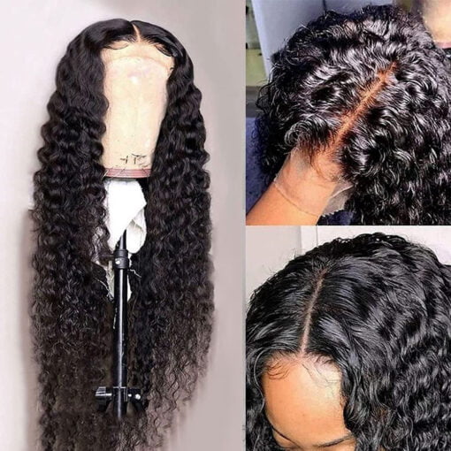 Water Wave 4X4 Lace Closure Wigs Human Hair Pre Plucked, 150 MI1602202