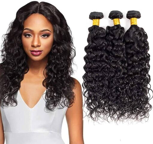 Water Wave Bundles 10 12 14 Inch Brazilian Wet And Wavy Human Hair Weave Bundles Water Curly Hair 3 Bundles 1B# Color MI1604395