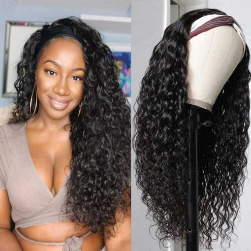 Water Wave Headband Wig Glueless Wet And Wavy Human Hair MI1605366