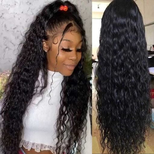 Water Wave Lace Front Wig 100 Human Hair Wigs Preplucked MI1602913