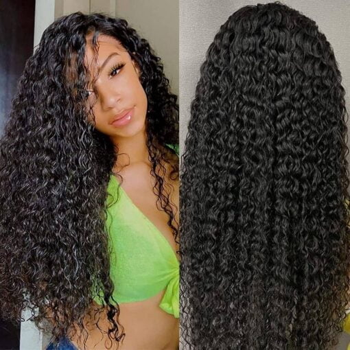 Water Wave Lace Front Wigs Human Hair Brazilian 180% Density Virgin Hair 4X4 Deep Curly Lace Closure Wigs For Women Black Women Pre Plucked With Baby Hair MI1605387