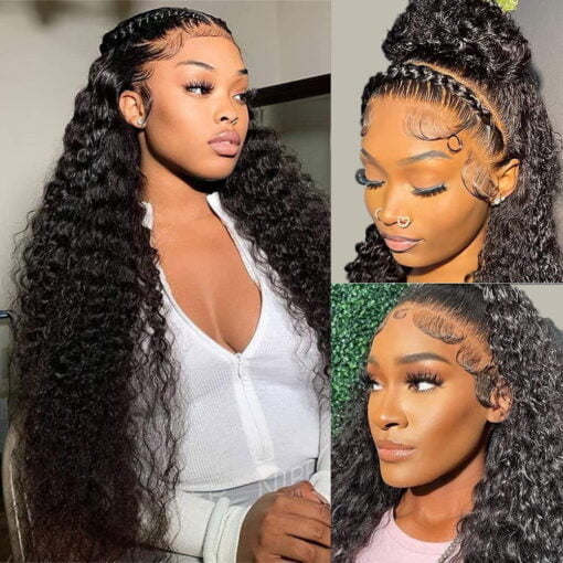 Water Wave Lace Front Wigs Human Hair Pre Plucked Baby Hair MI1605388