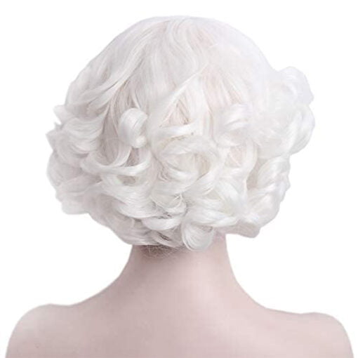 White Curly Hair Wig With Mrs. Bangs Cosplay Wigs Of Heat MI1604078