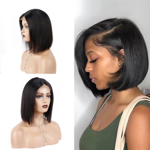 Wholesale Short Straight Bob Hair Wigs 4X4 Lace Front Bob Hair Wigs 150 Density Brazilian Virgin Human Hair Wigs 8Inch MI1602734