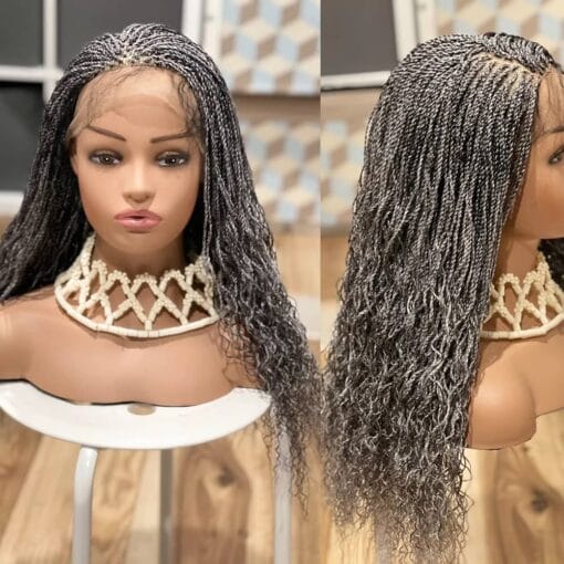 Wig Braided Wig. Curly Gray Twist Wig. Salt & Pepper Wig MI1607552