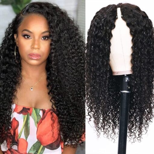 Wiggins Curly V Part Wig Human Hair No Leave Out Curly Wigs MI1607347