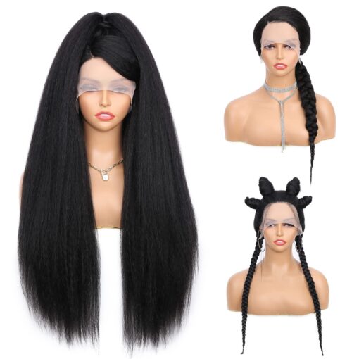 Wignee 26 Inches Kinky Straight Lace Front Wig 13X4X1 T Part MI1604462