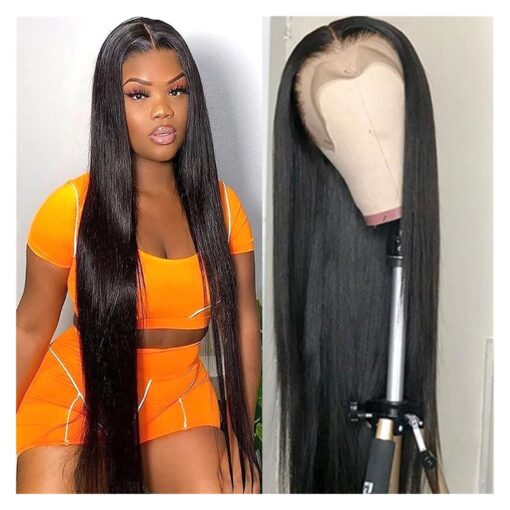 Wigs For Women Women 13X4 Straight Human Hair Wigs 40 Inch Straight Lace Front Wig For Women Women Brazilian Bob Wig Transparent Hd Lace Frontal Wig 150% Density MI1603063