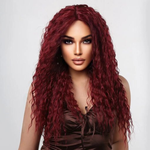 Wine Red Kinky Curly Lace Front Wig MI1610515