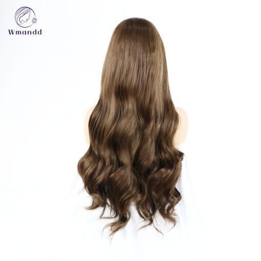 Wmandd Long Loose Wave Synthetic Lace Front Wig Sepia Brown With Bleach Light Blonde For Women Women Daily Hair High Temperture Fiber MI1611877