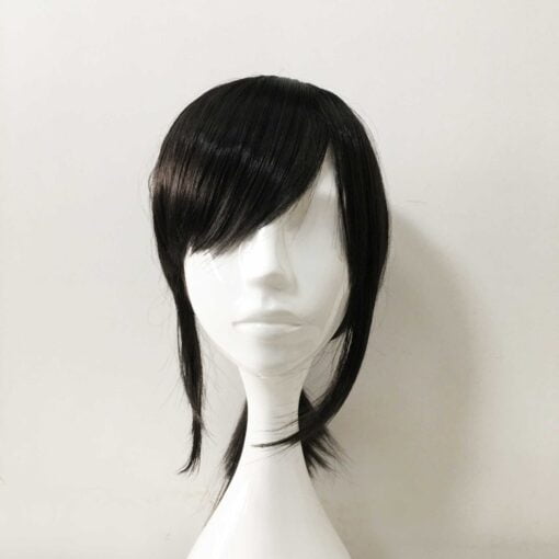 Women Black Medium Length Straight Side Swept Bangs MI1611053