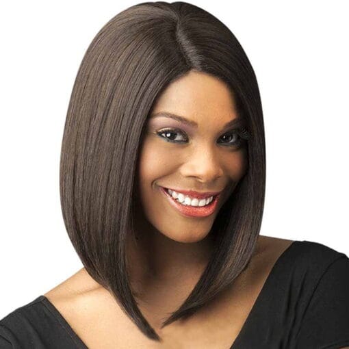 Women Straight Side Part Wig Synthetic Short Bob Hair Heat MI1607759