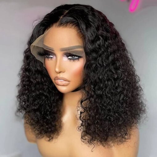 Worldnewhair Hd Transparent Kinky Curly Lace Front Wig Human Hair Pre Plucked For Women Black Women 16 Inch Deep Jerry Curly Wave 13X4 Lace Frontal Wigs MI1605063