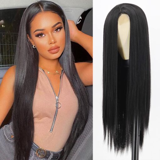 Xinran Long Straight Black Wigs For Women Women, Synthetic Black Straight Wig, Looking Natural Black Long Hair Wigs 30 Inch(Black) MI1604000