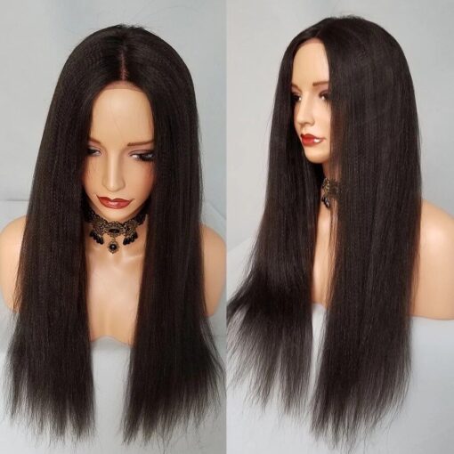 Yaki Straight Brazilian Remy Human Hair Full Lace Front Wigs MI1603711