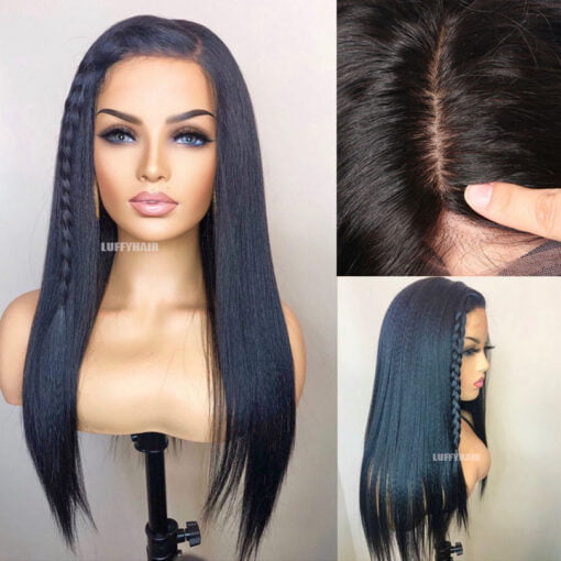 Yaki Straight Silk Base Full Lace Wig Brazilian Human Hair Silk Top Human Hair Wigs 180 Density Pre Plucked Yaki Wig For Women Women MI1604112