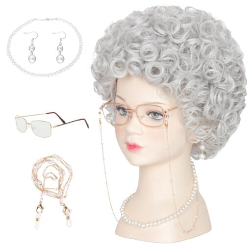 Yan Dream Old Lady Wig For Women Girls Short Curly MI1611097