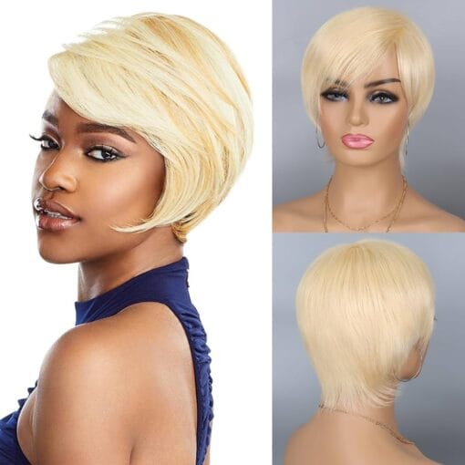 Yargel Hair 613 Blonde Pixie Cut Human Hair Wigs For Women Black Women Glueless Wear And Go Wig None Lace Front Glueless Pixie Wigs Layered Short Human Hair MI1612015