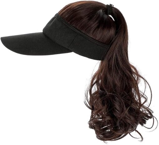 Yekeyi Outdoor Hat Wig Hat With Hair Ponytail Wig Baseball Cap With Hair Brown Black Wavy Women Wig Hats MI1607261