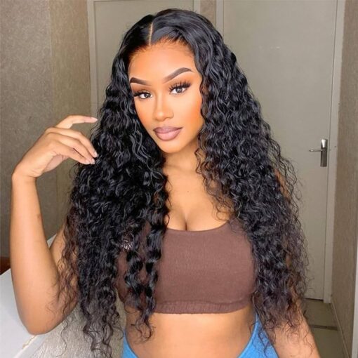 Zlike Water Wave 13X6 Transparent Lace Front Wigs Human Hair 24Inch Wet And Wavy Curly Hd Frontal Lace Wigs 150% Density Pre Plucked With Baby Hair MI1602668