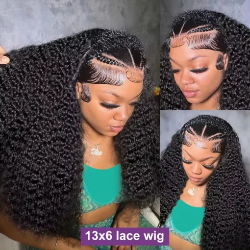 kf S16875f3d388d4d67bb288d1e28ea9e743 250 Density 13x6 HD Loose Deep Wave Lace Frontal Wig 30 40 Inch Water Wave Curly